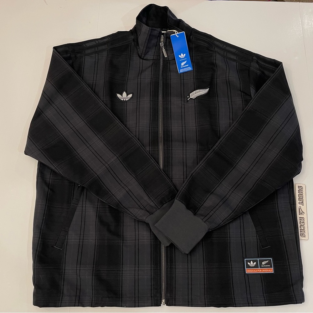 Adidas All Blacks Plaid Woven Firebird Track Jacket Carbon